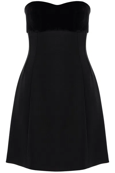 Max Mara Short 'trani' Dress With Velvet Insert In Black