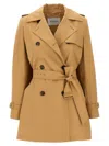 Max Mara Landa Cotton Poplin Short Trench Coat In Brown
