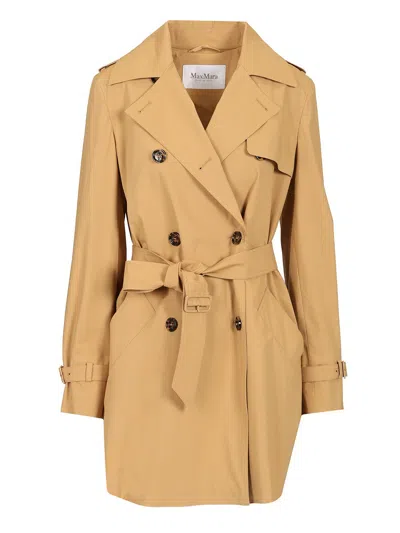 Max Mara Short Trench Coat In Brown
