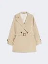 Max Mara Short Trench Coat In Water-repellent Canvas In Nude