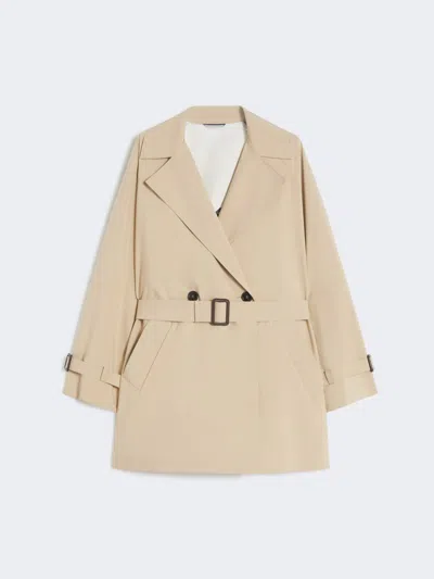 Max Mara Short Trench Coat In Water-repellent Canvas In Nude