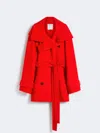 Max Mara Short Trench Coat In Wool In Red