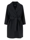 Max Mara Short Virgin Wool Coat With Classic Lapel In Black
