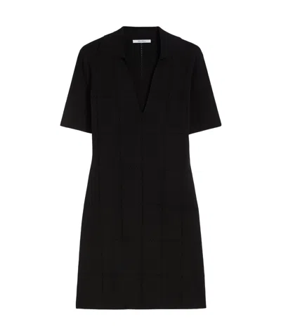 Max Mara Short Viscose Crepe Dress In Black