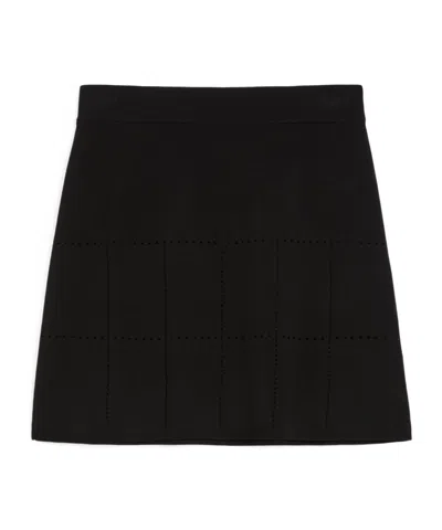 Max Mara Short Viscose Crepe Skirt In Black