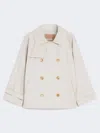 Max Mara Short Water-repellent Cotton Twill Trench Coat In Sand