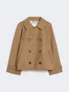 Max Mara Short Water-repellent Twill Trench Coat In Brown