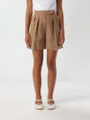 Max Mara Front Pleated Shorts With Back Buttoned Pockets In Cream