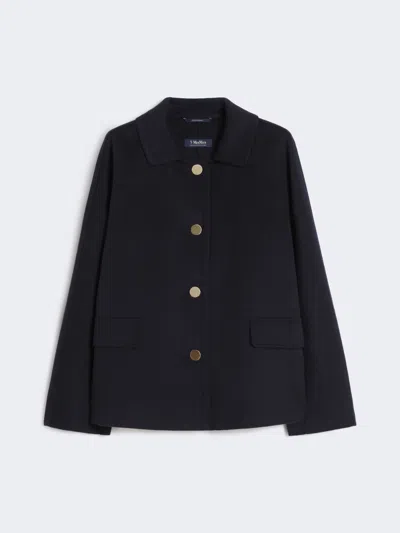 Max Mara Short Wool And Cashmere Jacket In Blue