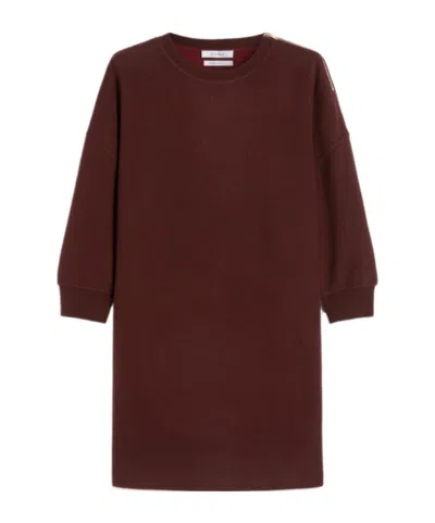 Max Mara Short, Wool And Cashmere Jersey Dress In Brown