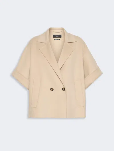 Max Mara Short Wool Broadcloth Coat In Brown