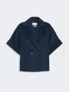 Max Mara Short Wool Broadcloth Coat In Multi
