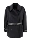 Max Mara Studio Pausa Double-breasted Virgin Wool Coat In Black