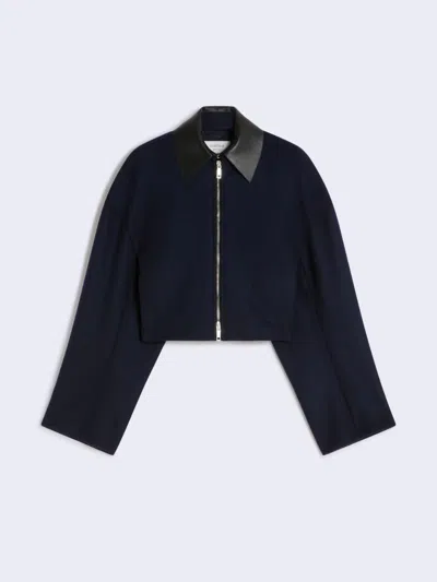 Max Mara Short Wool Jacket In Blue