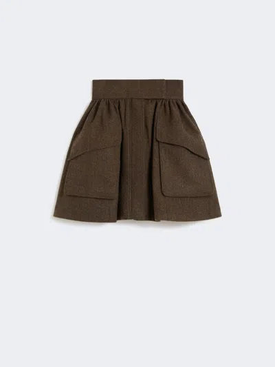 Max Mara Short Wool Skirt In Brown