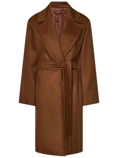 Max Mara Women Brown Cashmere Melinda Midi Coat