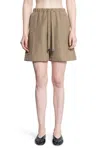 Max Mara Elastic Waist Shorts In Beige