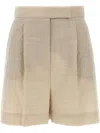 Max Mara Front Pleated Shorts With Back Buttoned Pockets In Beige