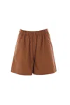 Max Mara Cotton Poplin Shorts In Brown