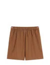Max Mara Elastic Waist Shorts In Brown