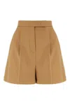 Max Mara Stretch Cotton Shorts Pleated Front In Neutral