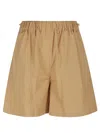 Max Mara Elastic Waist Shorts In Brown