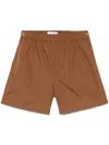 Max Mara Pleated Shorts With Elastic Waistband And Gold-tone Hardware In Brown