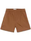Max Mara Pleated Shorts With Elastic Waistband And Gold-tone Hardware In Brown