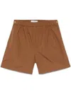 Max Mara Pleated Shorts With Elastic Waistband And Gold-tone Hardware In Brown