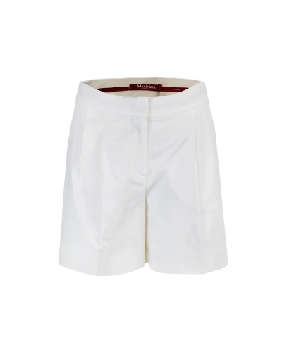 Max Mara Short In Gabardina Di Cotone In 001bianco