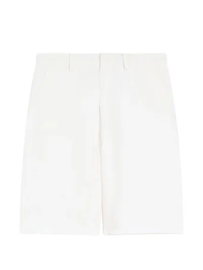 Max Mara Cotton-linen Sole Bermuda Shorts In White