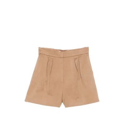 Max Mara Pleated Camel-hair Shorts In Neutral