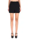 Max Mara Pianoforte Black Shorts With Pinstripe Effect Micro Sequins In Black