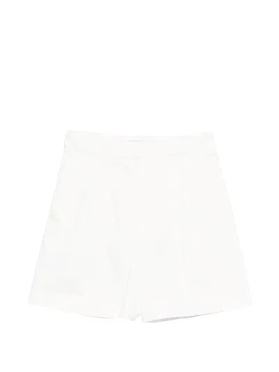 Max Mara Structured Stretch Cotton Satin Mini Shorts In White