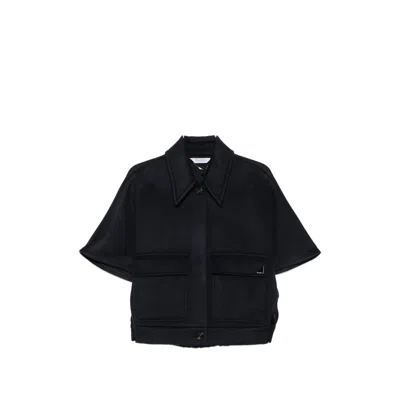 Max Mara Short-sleeve Cape In Black