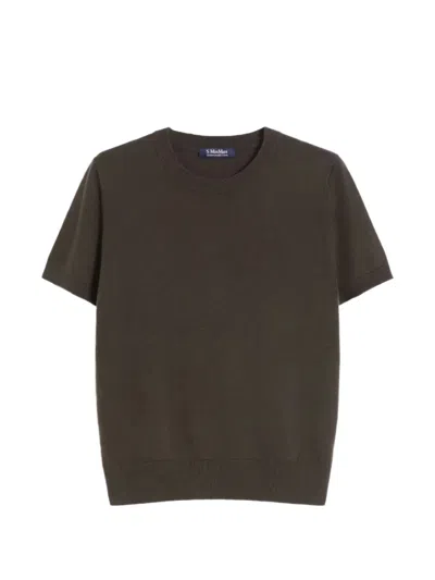 Max Mara Short-sleeve Crew-neck Sweater In Green