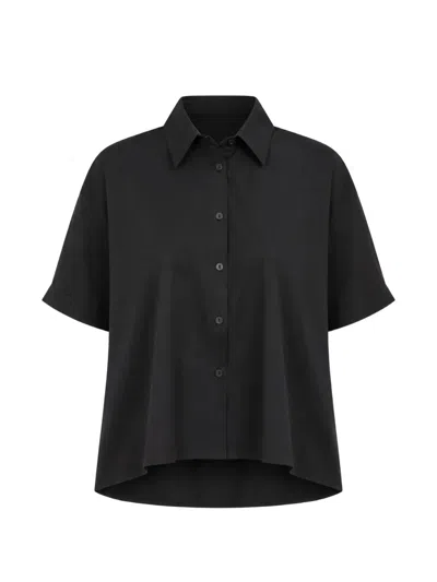 Max Mara Short-sleeve Drop-shoulder Shirt In Black
