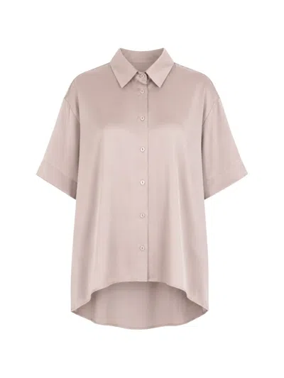 Max Mara Short-sleeve High-low Shirt In Pink