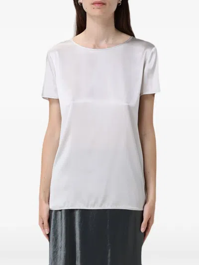 Max Mara Short-sleeve Satin T-shirt In Gray