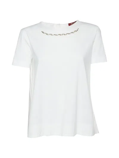 Pre-owned Max Mara Short-sleeve Tie-fastening Top In White