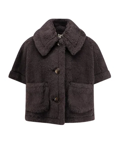 Max Mara Short-sleeved Cape In Black