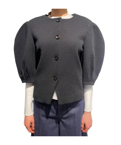 Max Mara Short-sleeved Casual Jacket In Gray