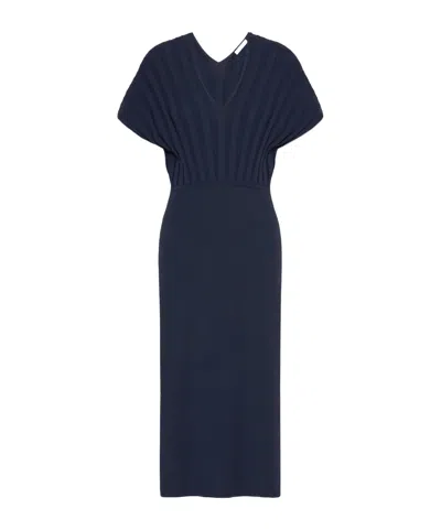 Max Mara Short-sleeved Dress In Blue