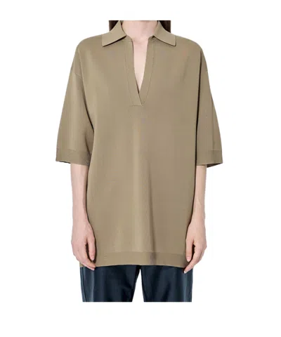 Max Mara Short-sleeved Knit Polo Shirt In Nude