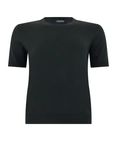 Max Mara Short-sleeved Knit Top In Black