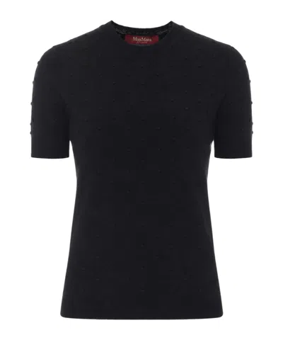 Max Mara Short-sleeved Knit Top In Black