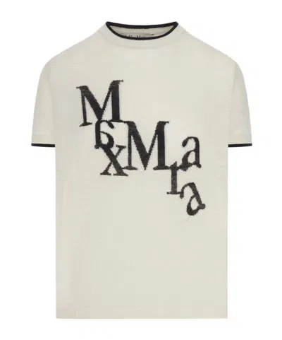 Max Mara Short-sleeved Knit Top In White