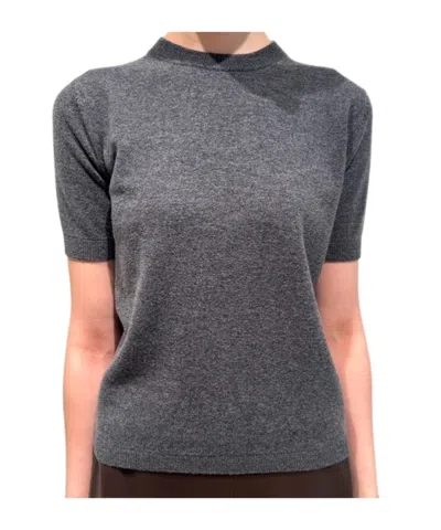 Max Mara Short-sleeved Knit Top In Gray