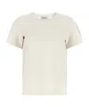 Max Mara Beige Solid Crew Neck T-shirt In White