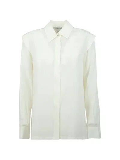 Max Mara Zirlo Silk Shirt Relaxed Fit Long Sleeves In White